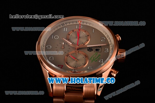 Tag Heuer Carrera Signature Chrono Miyota Quartz Rose Gold Case/Bracelet with Grey Dial and White Arabic Numeral Markers - Click Image to Close